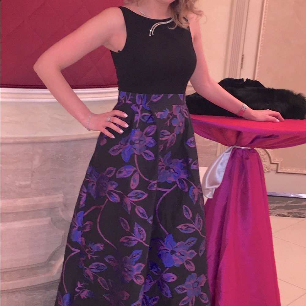 Aidan Mattox purple and blue flower gown